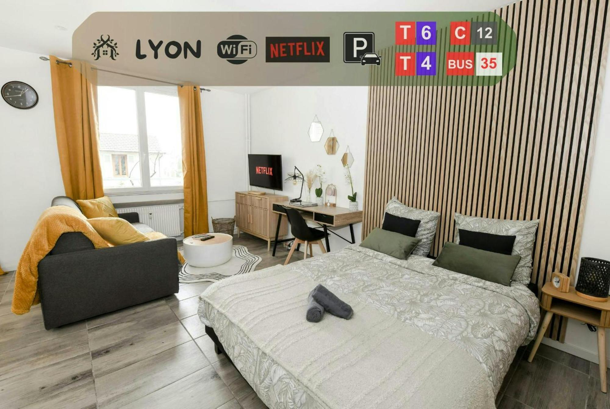 Apartment Cosy Business - Balcon Garage Ferme Lyon